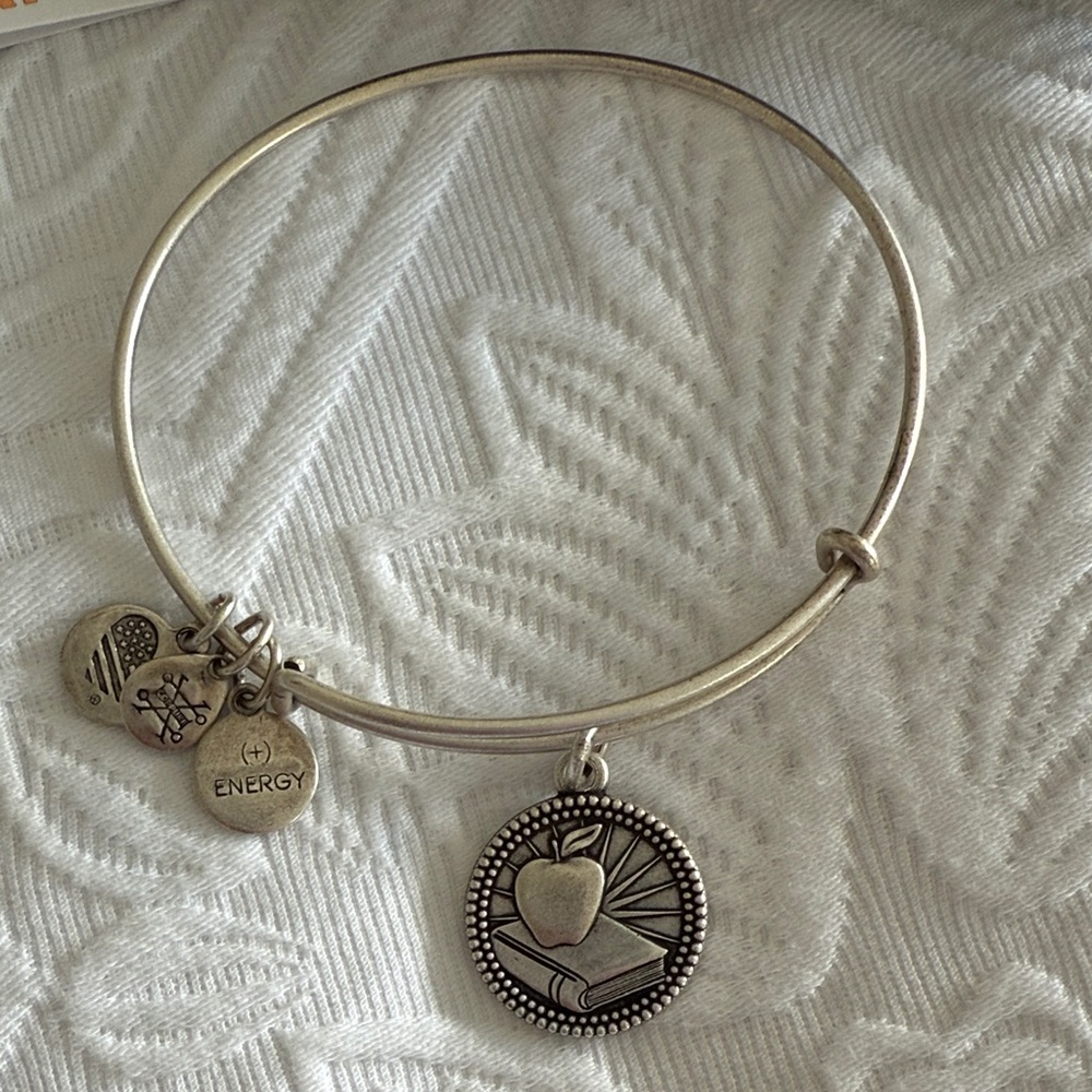 Alex and Ani Wisdom Teacher Silver Charm Bangle Bracelet